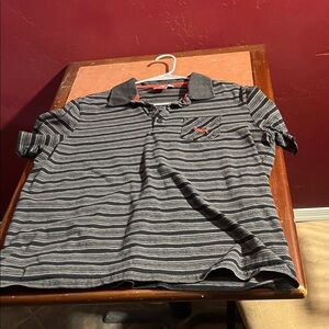 Puma Black and Gray Striped Polo Shirt